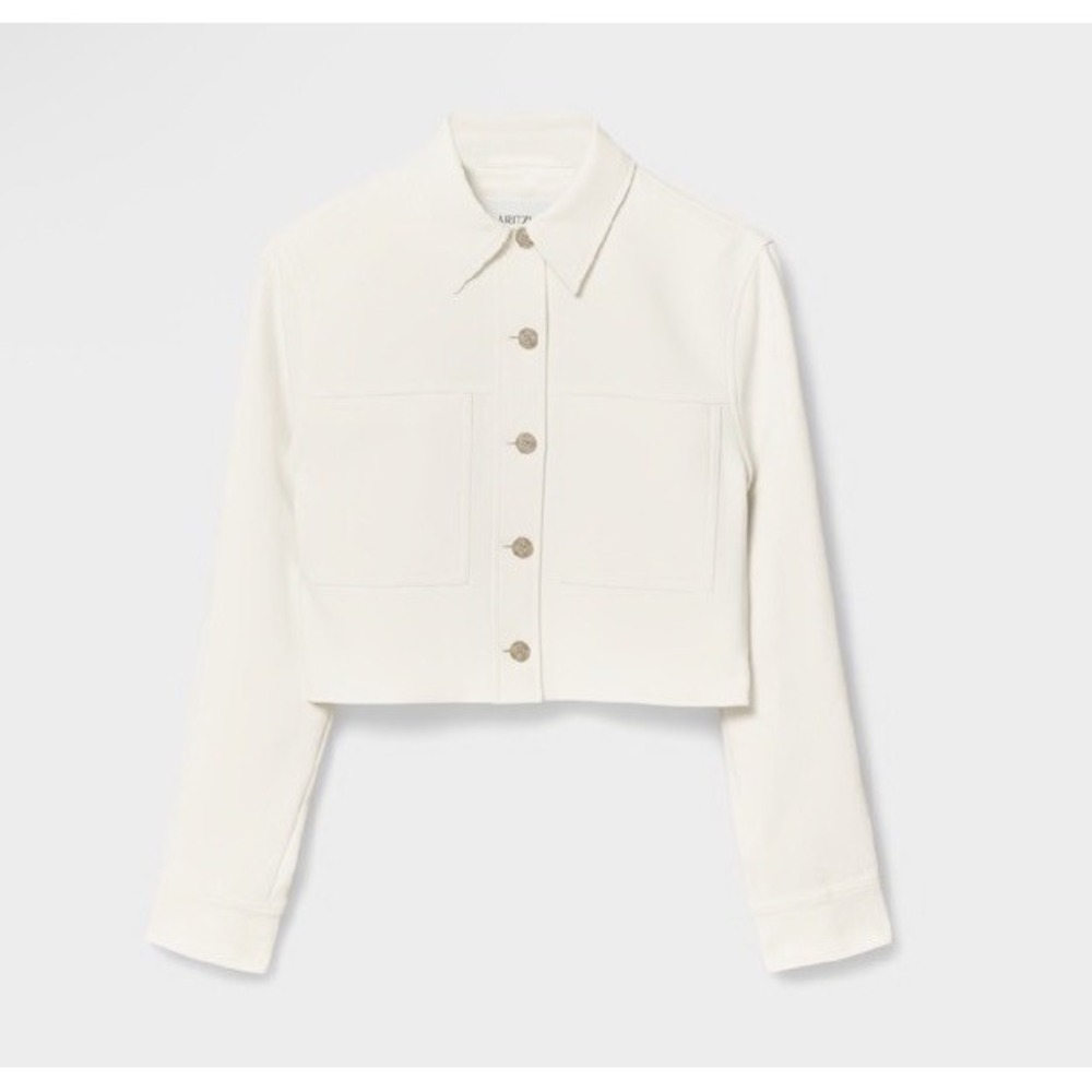 Aritzia Wilfred Little Cropped Jacket - Crepette Light Birch Womens Large Ivory